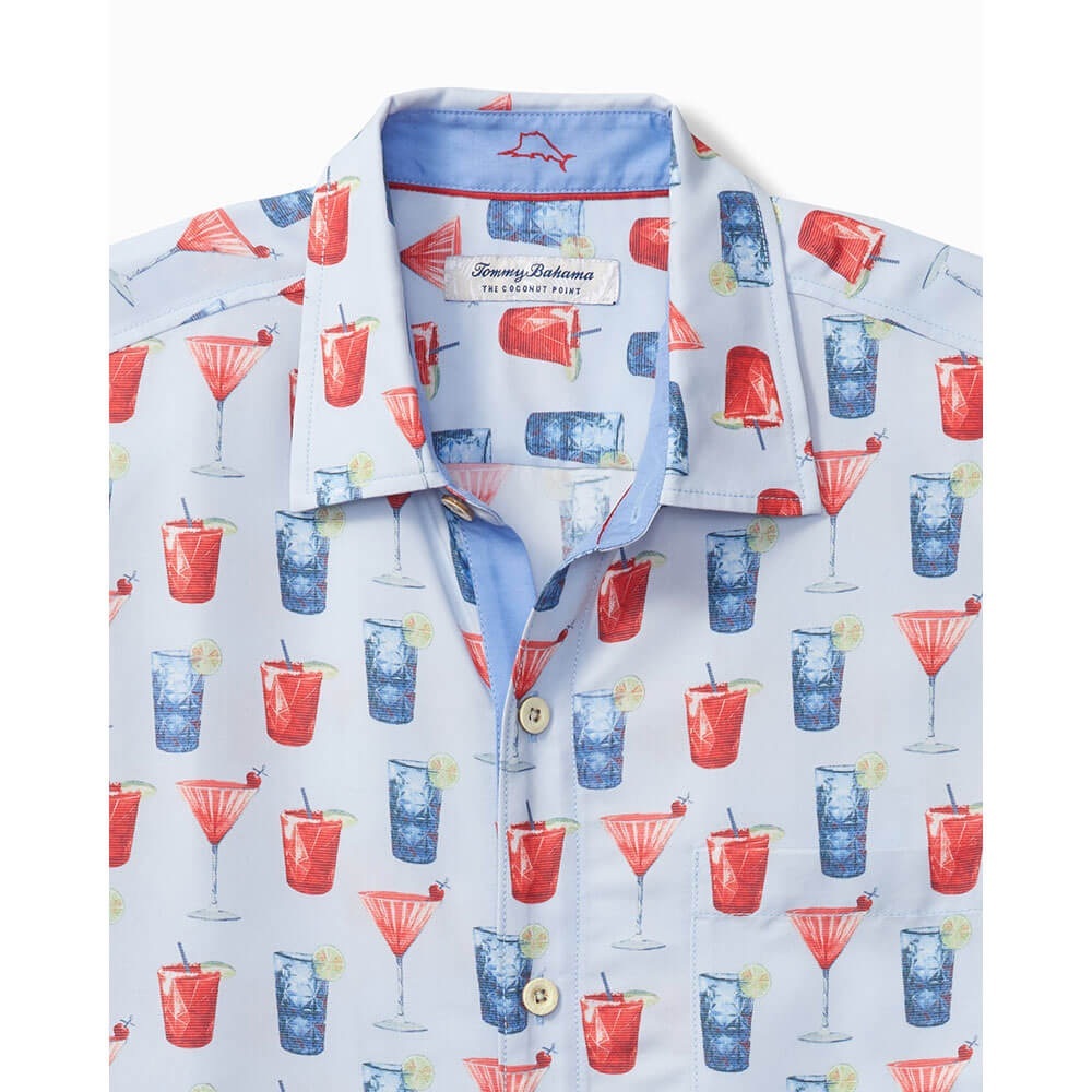 Tommy Bahama White and Blue Cocktail Print Shirt - Picture 4 of 5